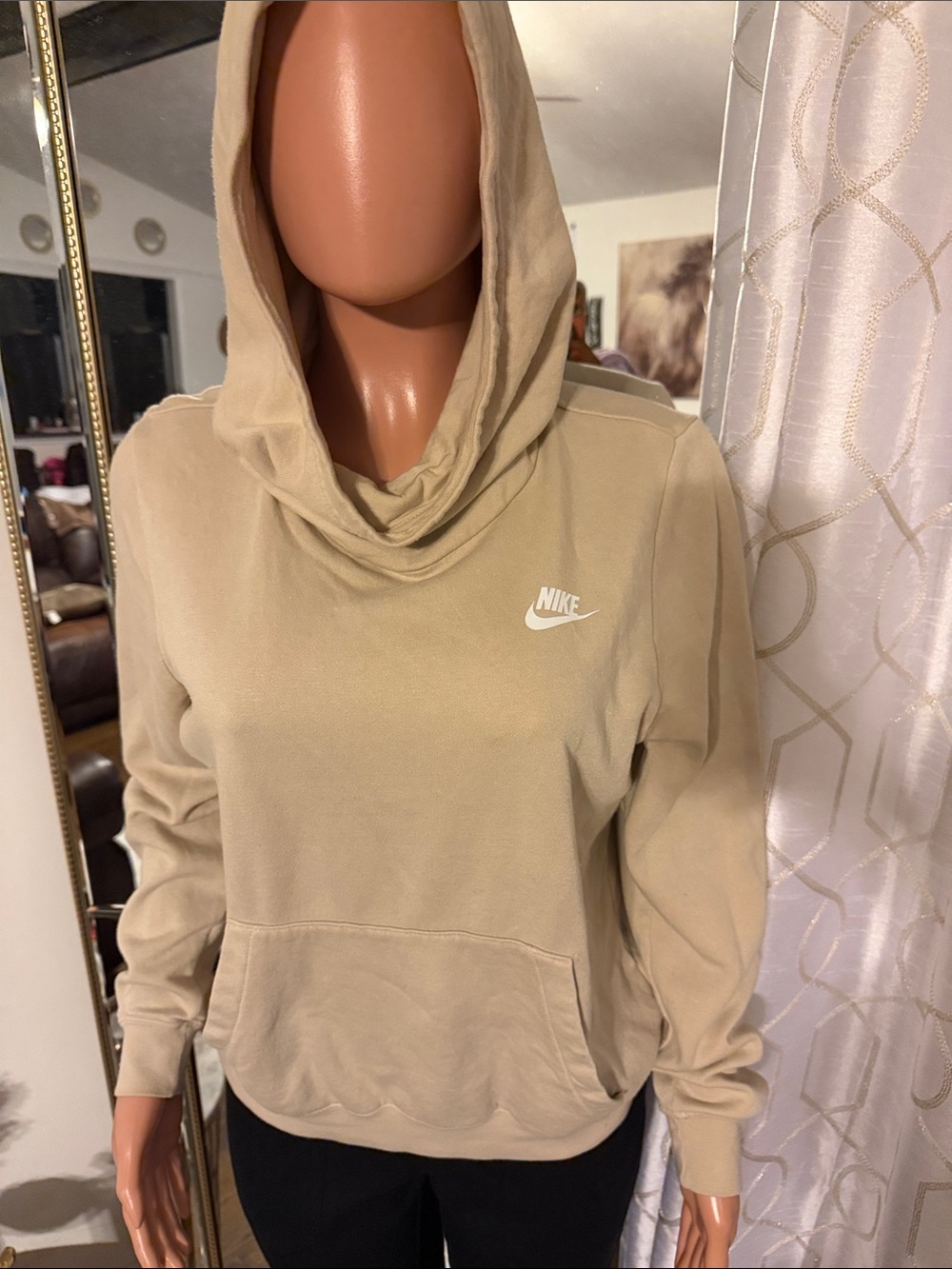 Nike Women's Tan Hooded Pullover Sweatshirt